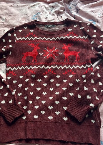 Bordo Desenli Örgü Kadın Kazak - Görsel 3