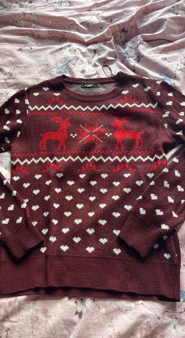 Bordo Desenli Örgü Kadın Kazak - Görsel 3