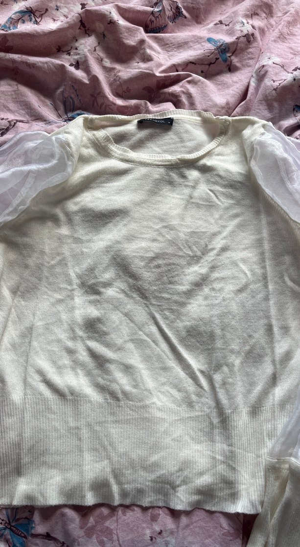 Beyaz Uzun Kollu Kadın Bluz - Görsel 3