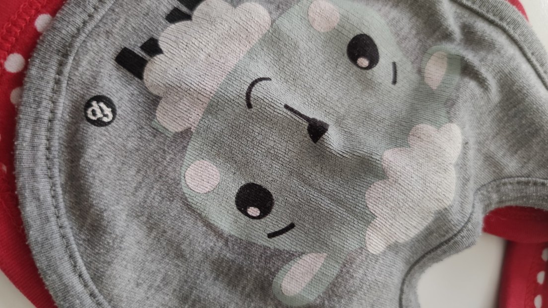 İşlemeli Gri ve Kırmızı Bebek Önlükleri - Görsel 3