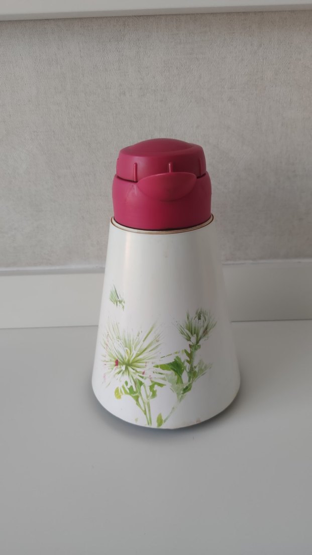Çiçek Desenli Pembe Kapaklı Termos - Görsel 2