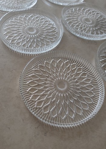 Şeffaf Desenli 6 adet Cam Tabak Seti - Görsel 2