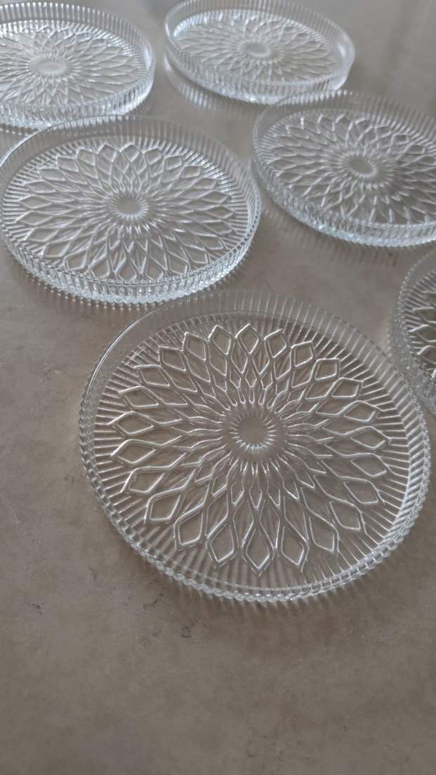 Şeffaf Desenli 6 adet Cam Tabak Seti - Görsel 2