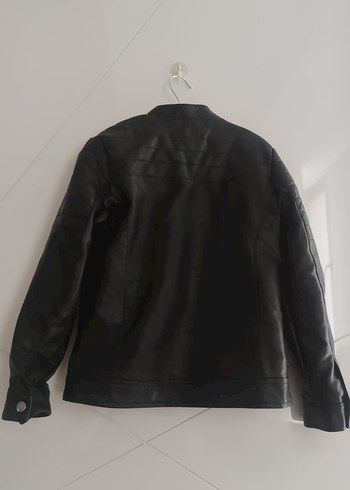 Siyah DeFacto Deri  Ceket, Yüksek Yaka, Fermuarlı - Görsel 3