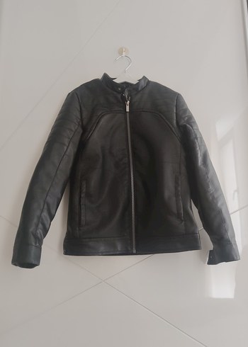 Siyah DeFacto Deri  Ceket, Yüksek Yaka, Fermuarlı - Görsel 2