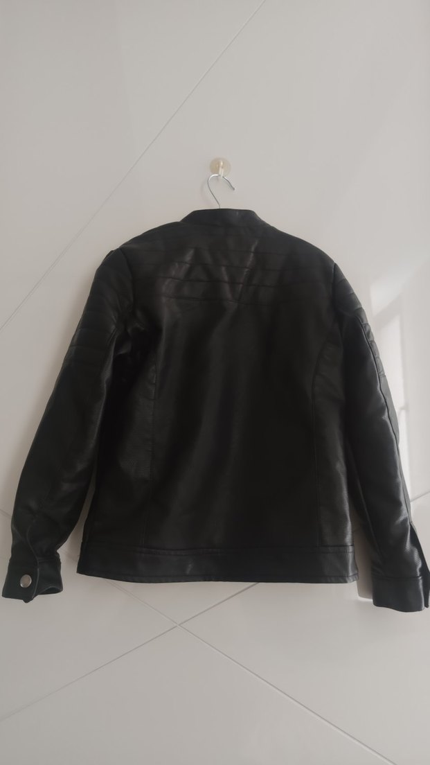 Siyah DeFacto Deri  Ceket, Yüksek Yaka, Fermuarlı - Görsel 3