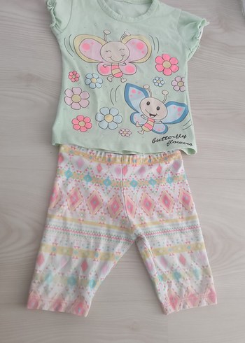 Kız Bebek Pastel Renkli Kelebekli Takım