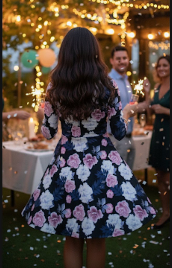 Çiçek Desenli Bohem Midi Elbise - Görsel 2