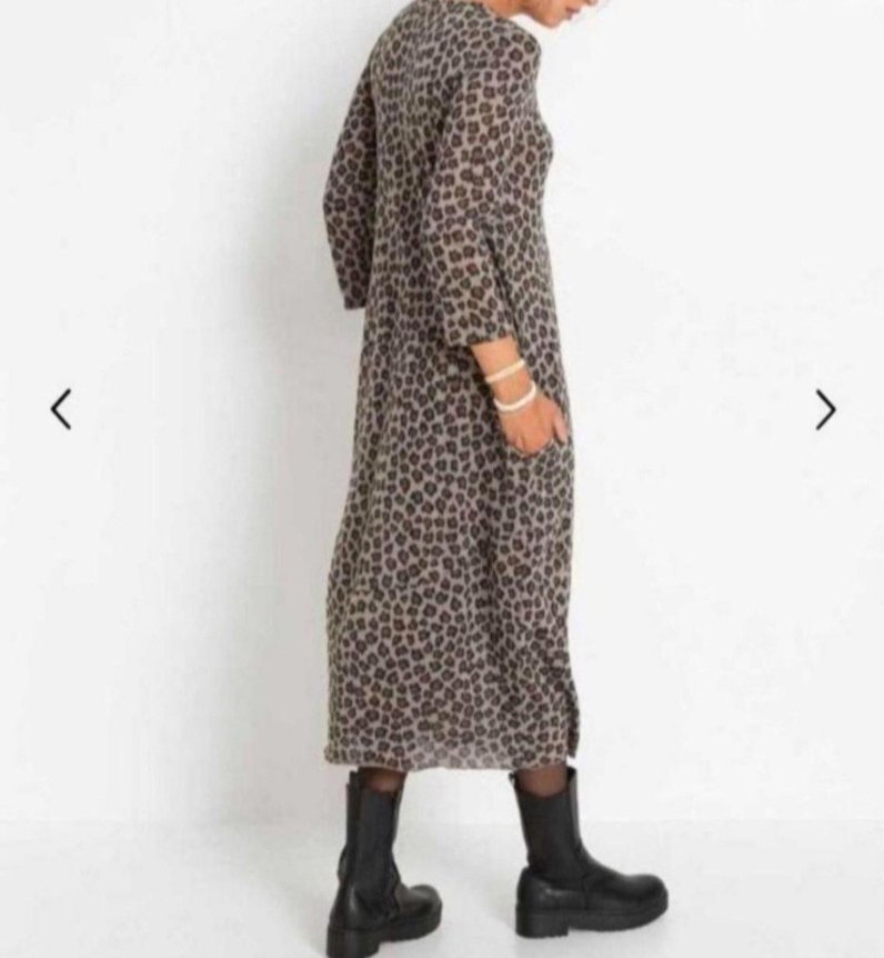 Leopar Desenli Uzun Salaş Elbise - Görsel 4