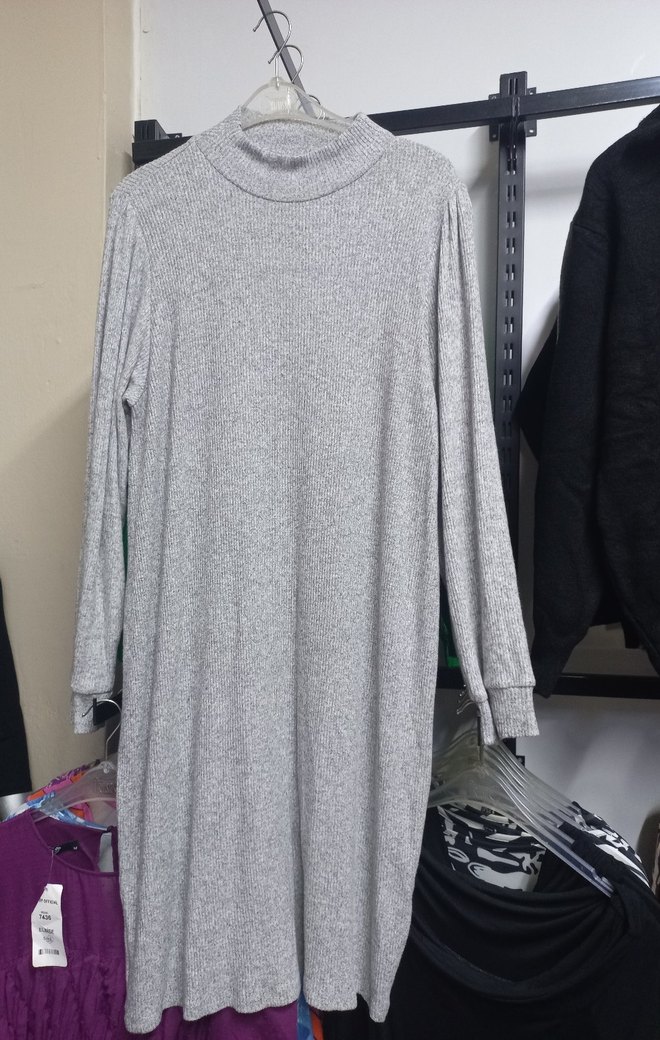 Gri Uzun Triko Kadın Elbise - Görsel 2