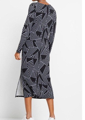 Gri Zebra Desenli elbise - Görsel 5