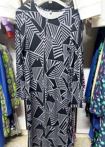 Gri Zebra Desenli elbise - Görsel 6