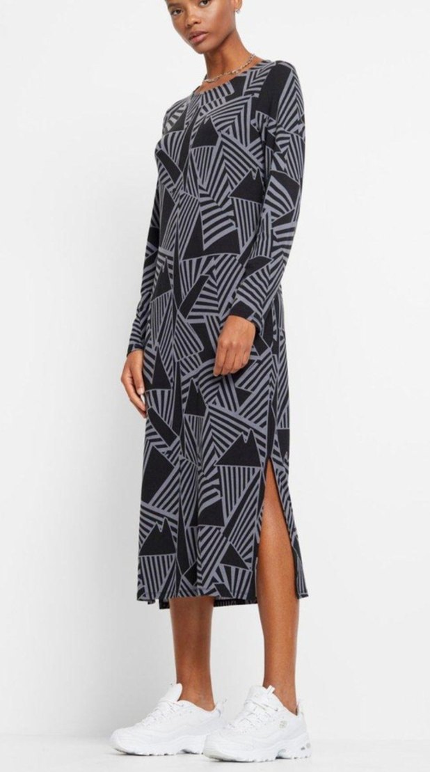 Gri Zebra Desenli elbise - Görsel 2