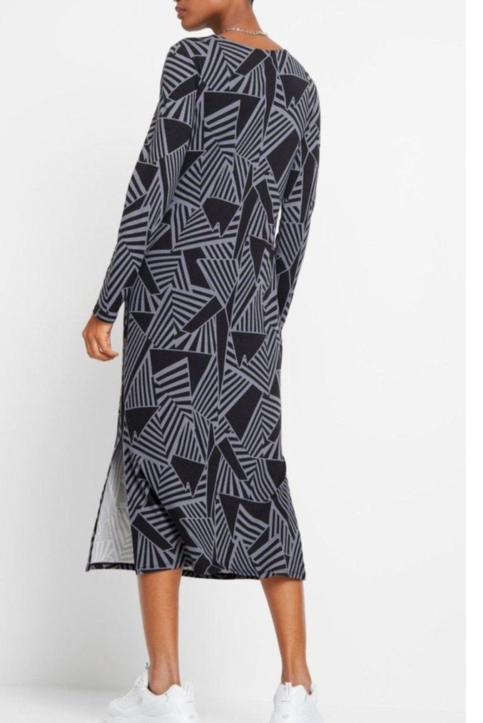 Gri Zebra Desenli elbise - Görsel 5