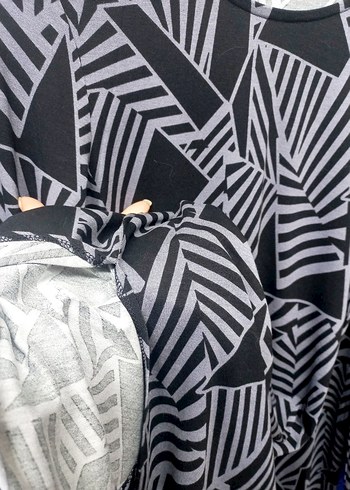 Gri Zebra Desenli Uzun Kollu Uzun Elbise - Görsel 7