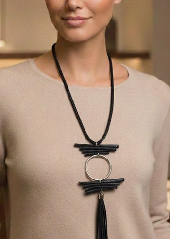 Deri detaylı Kolye - Görsel 3