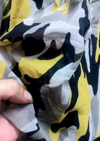 Sarı Gri Kamuflaj Mini Şort pareo - Görsel 2