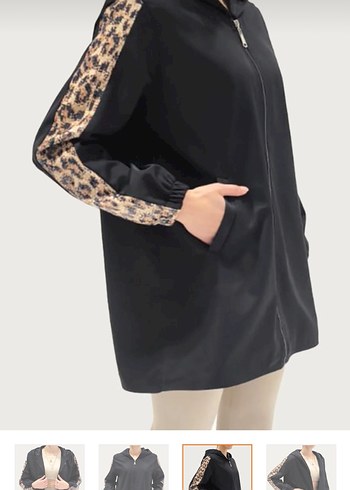 Tasarımcı çok şık kolları leopar payetli mevsimlik mont