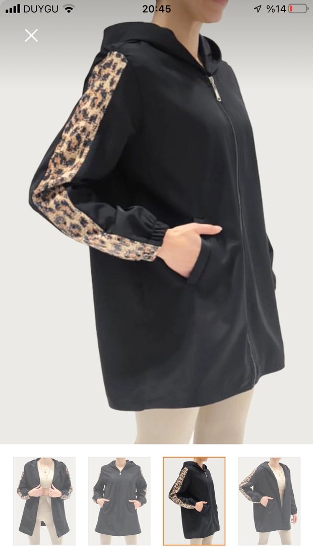 çok şık kolları leopar payetli mevsimlik mont - Görsel 2