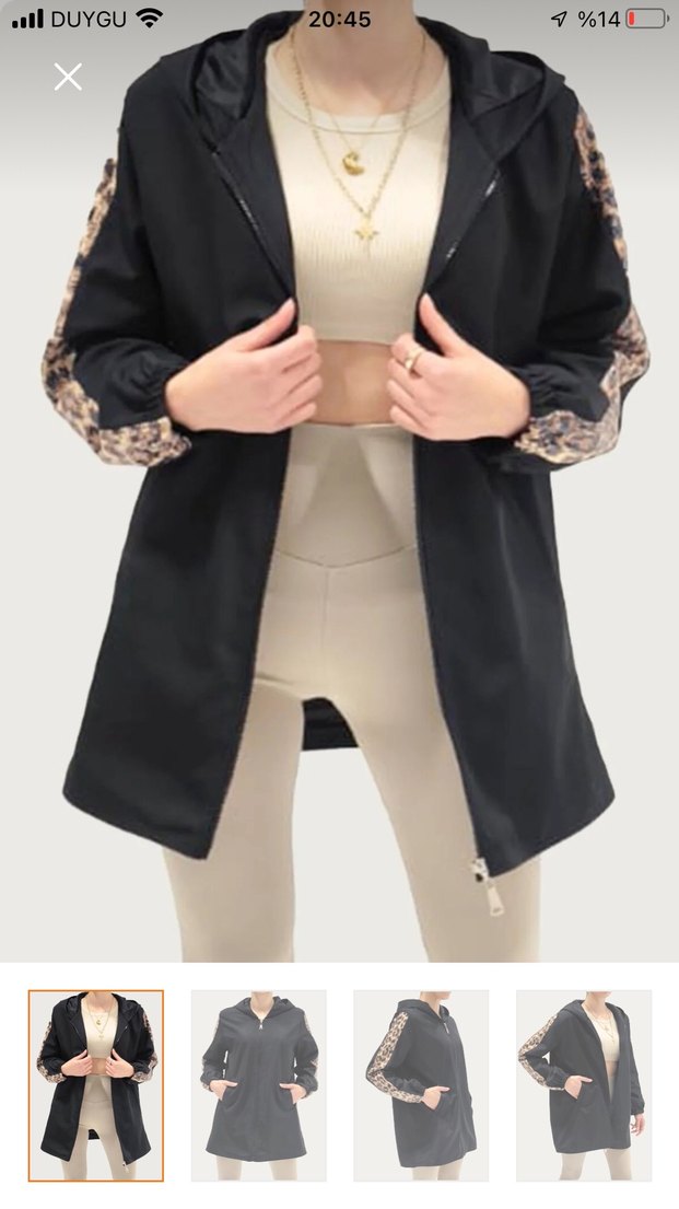 çok şık kolları leopar detaylı payetli mevsimlik mont - Görsel 4