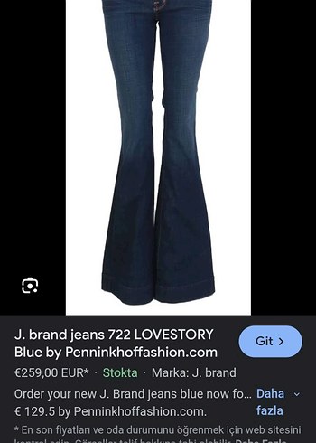 J. Brand Kadın Lacivert Bol Kesim Kot Pantolon Love Story 722