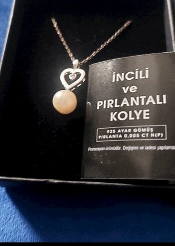 Gerçek İncili ve Pırlantalı Gümüş Kolye Ucu