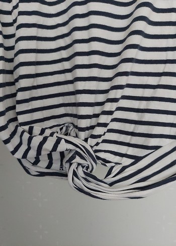 Mango Kırmızı Yakalı Çizgili Kısa Kollu Tişört - Görsel 3