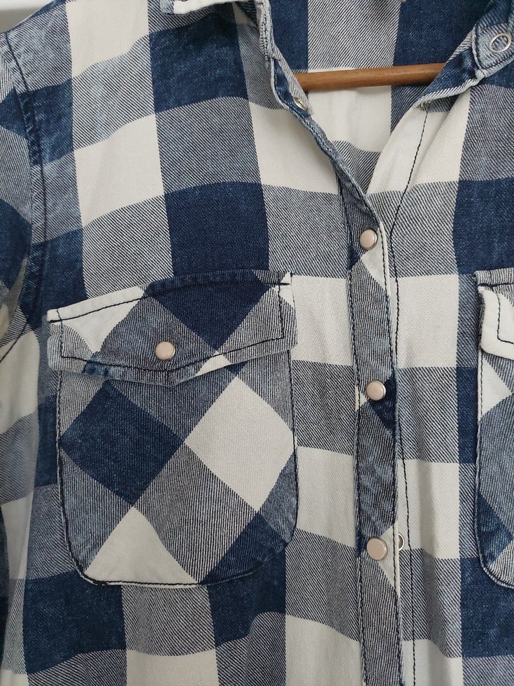 Stradivarius Kadın Mavi Kareli Gömlek - Görsel 2