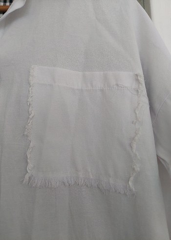 Ekose Desenli ve Düz Beyaz Uzun Kollu Kadın Gömlek - Görsel 2