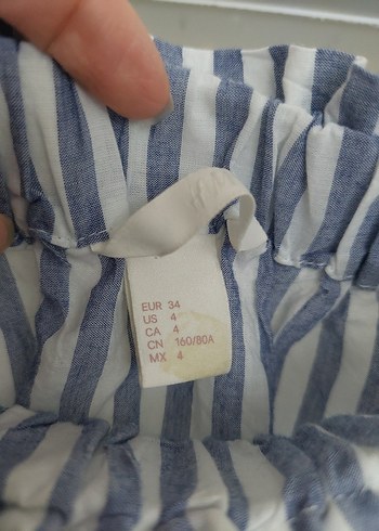 Dantel Detaylı Mavi Çizgili Bohem Bluz - Görsel 2