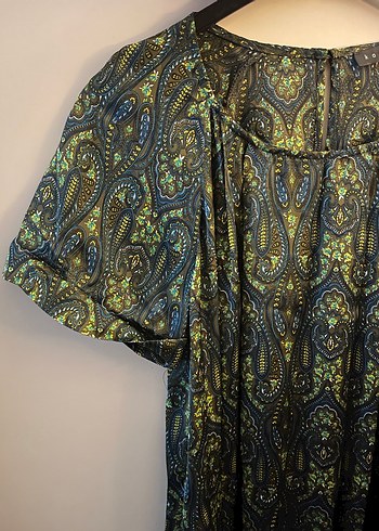 Bohem Yeşil saten elbise - Görsel 5