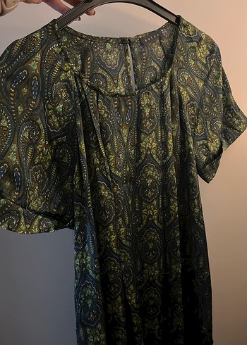 Bohem Yeşil saten elbise - Görsel 3