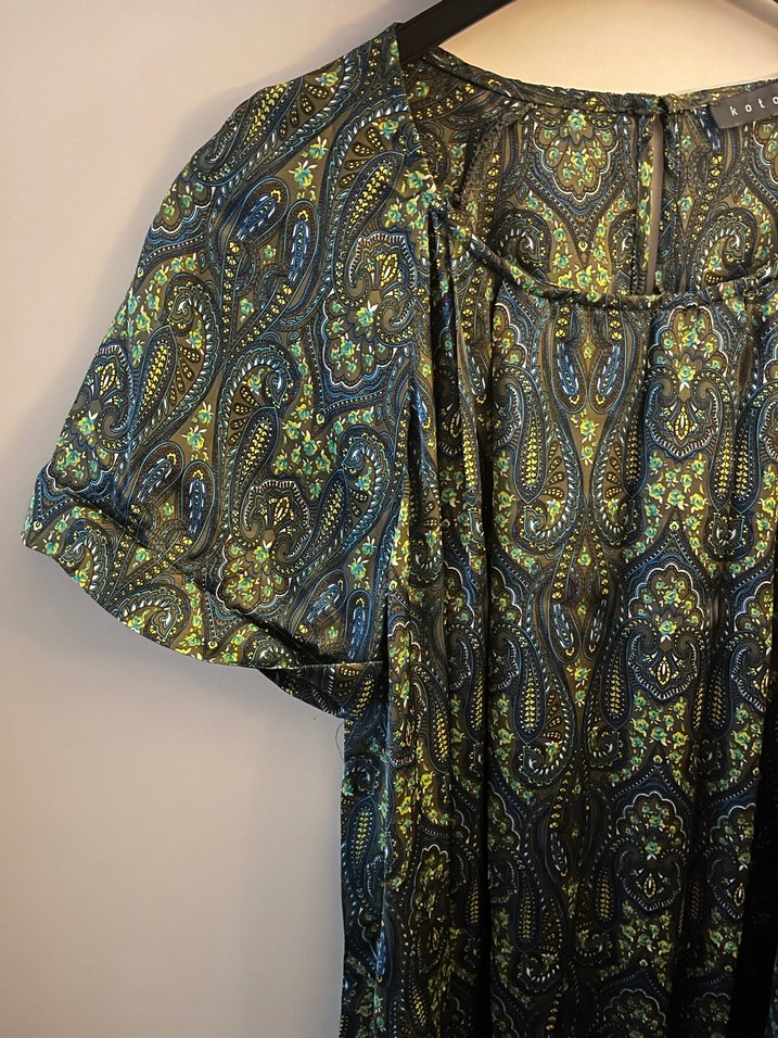 Bohem Yeşil saten elbise - Görsel 5