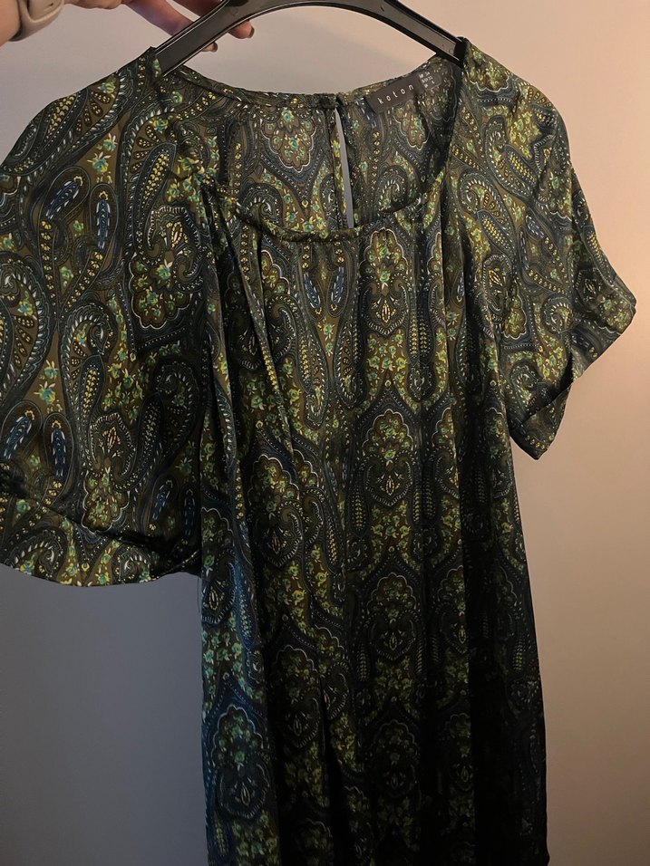 Bohem Yeşil saten elbise - Görsel 3