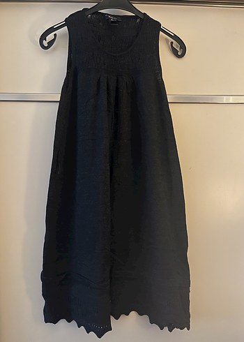 Siyah Kolsuz Midi triko Elbise - Görsel 2