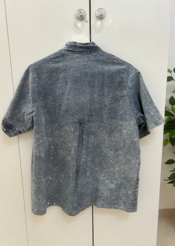 Diğer Düğmeli Kısa Kollu Kadın Denim Gömlek