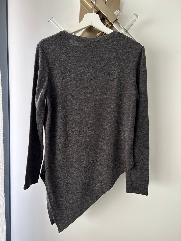 Zara Asimetrik Kesim Gri Kadın Triko - Görsel 2