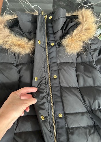 Mango Kürklü Siyah Kadın Kışlık Mont - Görsel 4