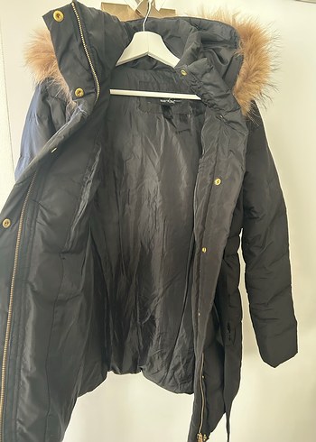 Mango Kürklü Siyah Kadın Kışlık Mont - Görsel 2