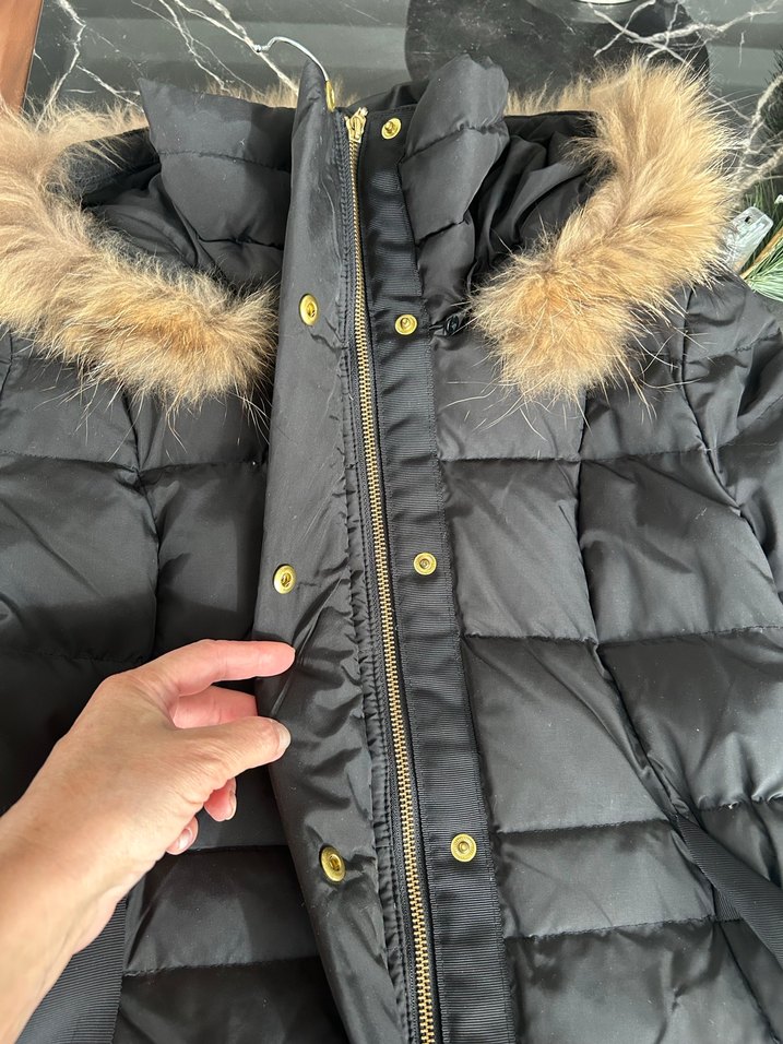 Mango Kürklü Siyah Kadın Kışlık Mont - Görsel 4