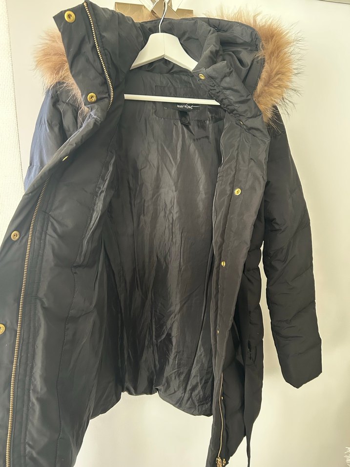 Mango Kürklü Siyah Kadın Kışlık Mont - Görsel 2