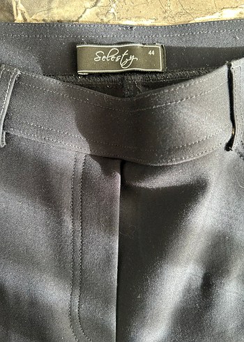 Siyah Kemerli Kadın Kumaş Tayt-Pantolon - Görsel 4