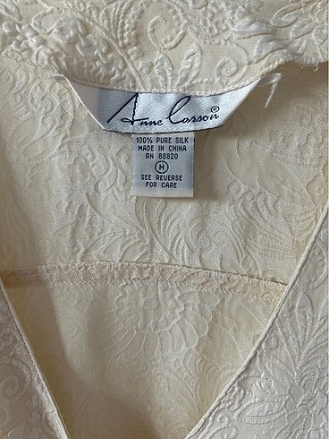 xl Beden Anne Larson Vintage 100% İpek Uzun Bluz