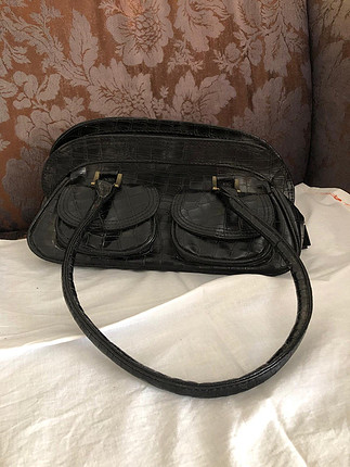 Vintage baget kol çantası (yılan derisi desenli)