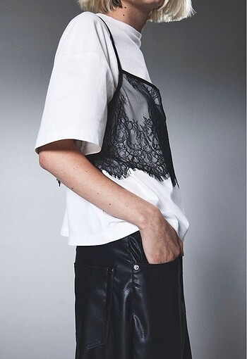 H&M Dantel Crop Bluz