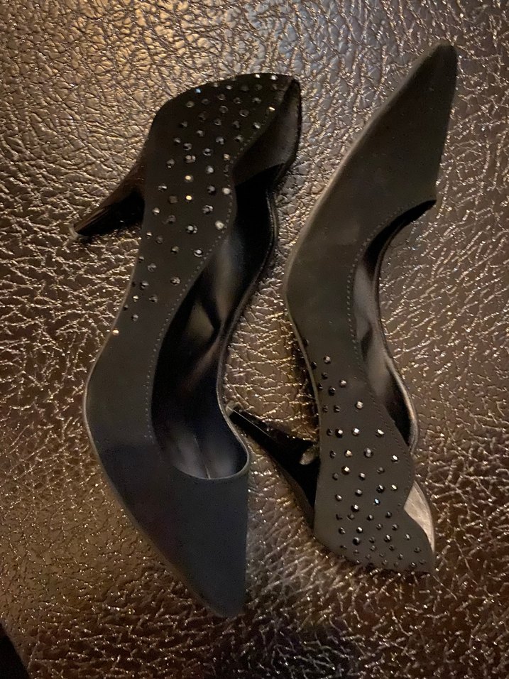 Siyah Süet Tokalı Yüksek Topuklu Stiletto - Görsel 2