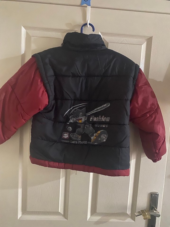 Bordo Siyah Erkek Çocuk Kapitone Mont - Görsel 2