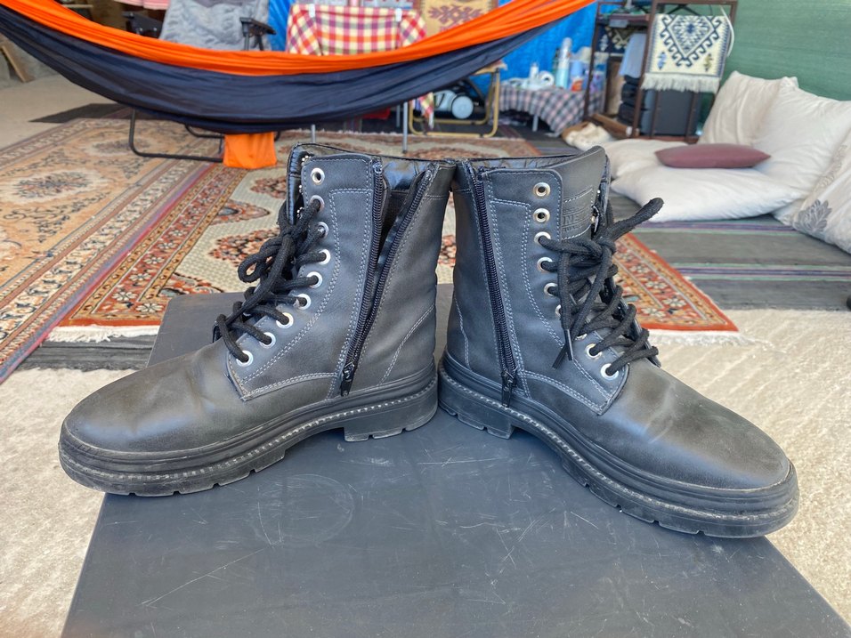 Siyah Deri Biker Stiletto Topuklu Botlar - Görsel 5