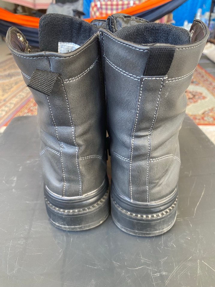 Siyah Deri Biker Stiletto Topuklu Botlar - Görsel 2