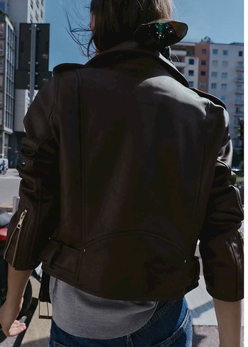 Kahverengi Deri Kadın Ceket - Görsel 2